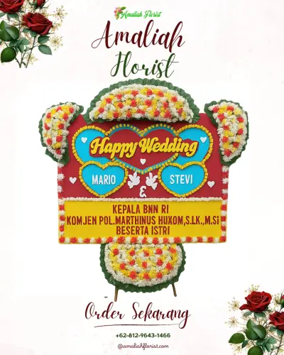 Karangan Papan Bunga Pernikahan di Keturen
